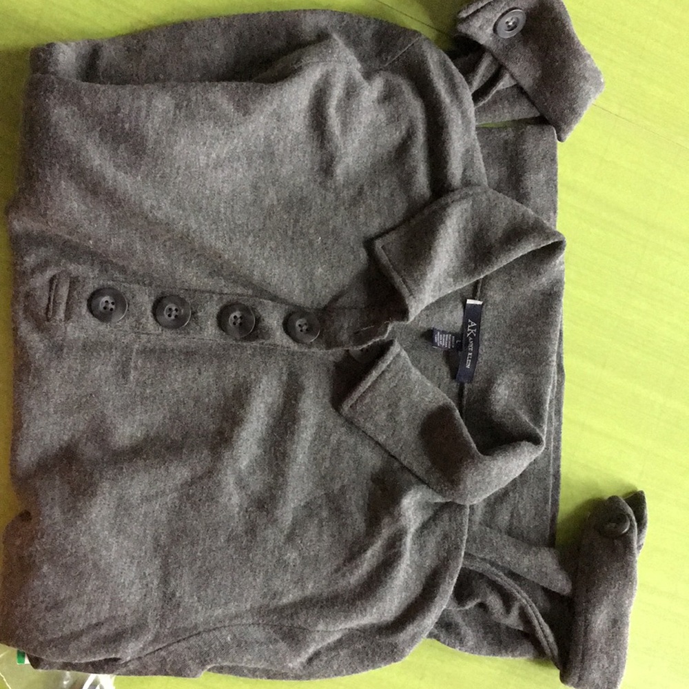 Anne Klein Rayon/Wool Blend Shirt Grey Large NWT